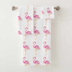 Pink flamingo bath towels