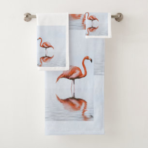 Pink Flamingo Bathroom Towel Set