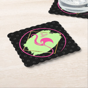 Pink Flamingo Be Fabulous Inspirational Saying Paper Coaster