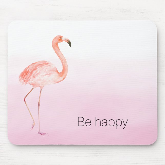 Pink Flamingo Be Happy Mouse Pad (Front)