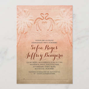 pink flamingo beach engagement party invitations