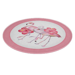 Pink flamingo beach pink flamingo cutting board