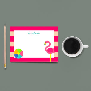 Pink Flamingo Beach Small Personalized Post-it Notes