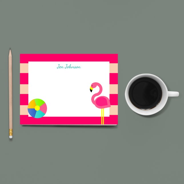 Pink Flamingo Beach Small Personalized Post-it Notes (Creator Uploaded)