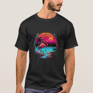 Pink Flamingo Beach Summer Vibes Palm Tree Tropica T-Shirt