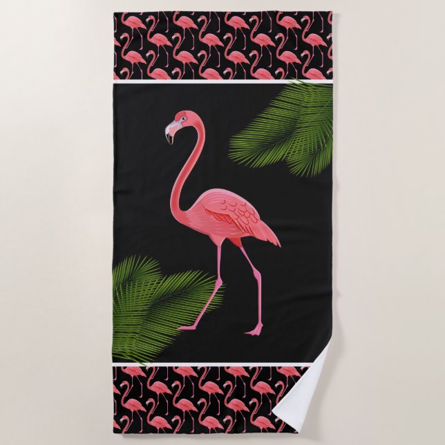 Pink Flamingo Beach Towel (Front)