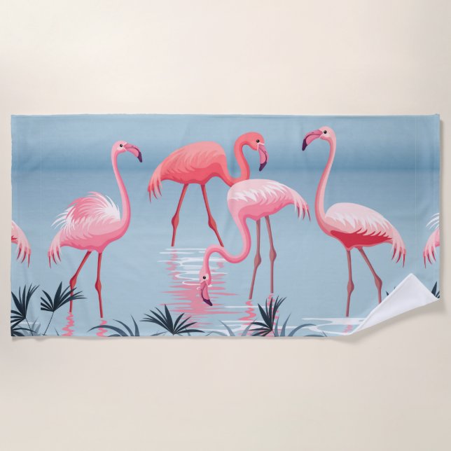 Pink Flamingo Beach Towel (Front)
