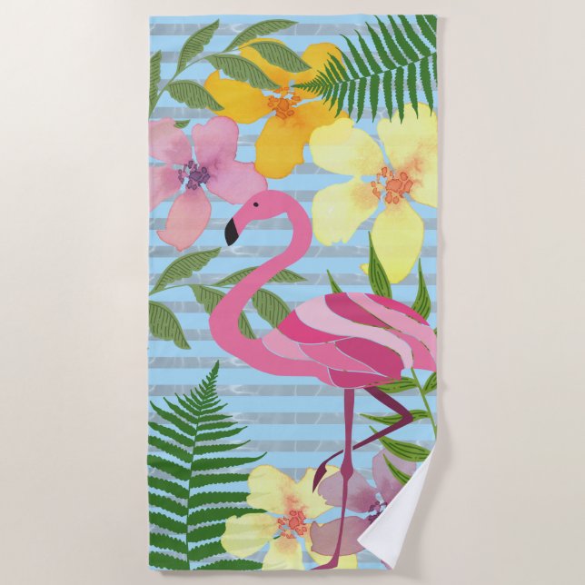 Pink Flamingo Beach Towel (Front)