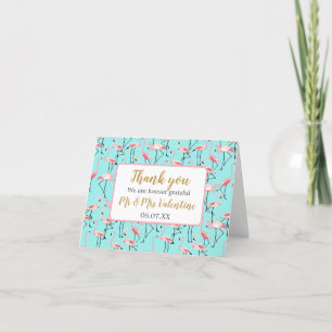 Pink Flamingo Beach Wedding Thank You Card