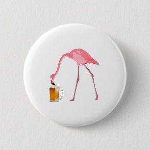 Pink Flamingo Beer Lover 2 Inch Round Button