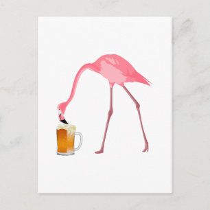 Pink Flamingo Beer Lover Postcard