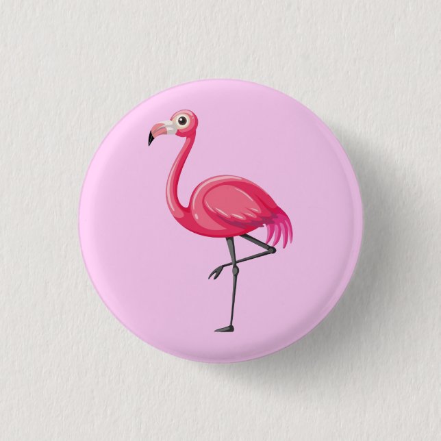 Pink Flamingo Bird-89686 1 Inch Round Button (Front)