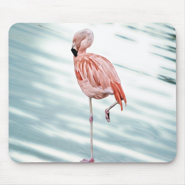 Pink Flamingo Bird Art Mouse Pad (Front)