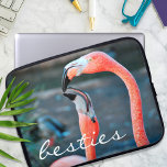 Pink Flamingo Bird Friends Photography Besties Laptop Sleeve<br><div class="desc">Who says flamingos can’t have fun with their favourite pal? Smile whenever you use this stunning, colourful photography neoprene laptop sleeve of two pink flamingos playing around. This laptop sleeve comes in three sizes: 15", 13", and 10”. Makes a great gift for your best friend! You can easily personalize this...</div>