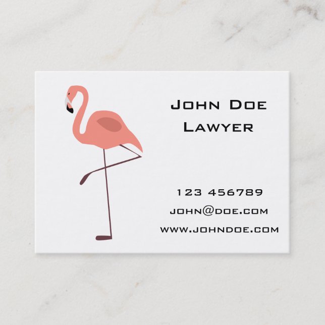 Pink Flamingo Bird Illustration Business Card (Front)