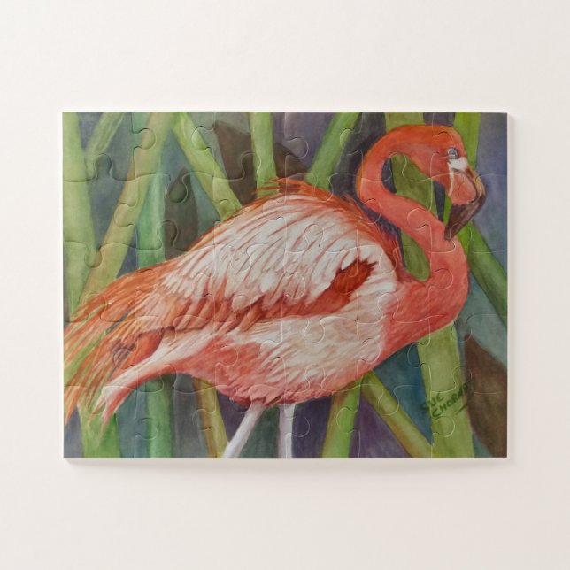 Pink Flamingo Bird Jigsaw Puzzle (Horizontal)