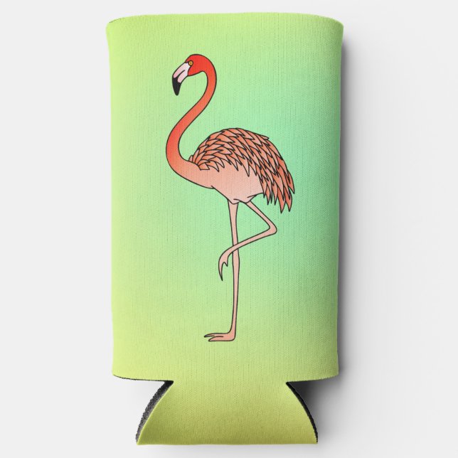 Pink Flamingo Bird Lineart-57567 Seltzer Can Cooler (Front)