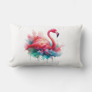 Pink Flamingo Bird Sublimation Lumbar Pillow