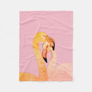 Pink Flamingo Birds  Fleece Blanket