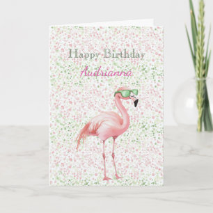 Pink Flamingo Birthday Card