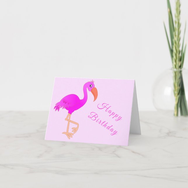 Pink Flamingo Birthday Card - Customizable (Front)