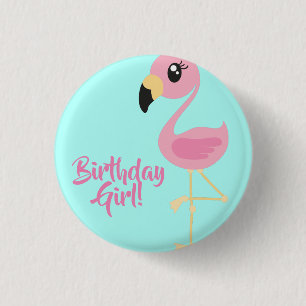 Pink Flamingo Birthday Party 1 Inch Round Button