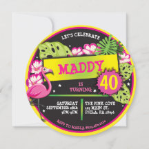 PINK FLAMINGO Birthday Party Invitation