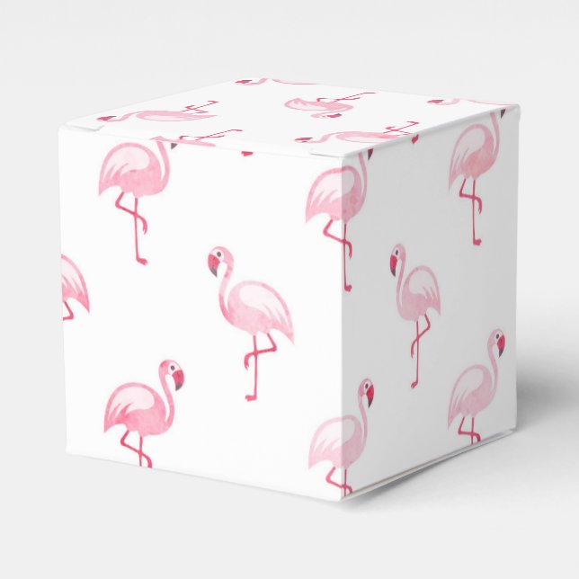Pink Flamingo Birthday Party Pattern Favor Box (Front Side)