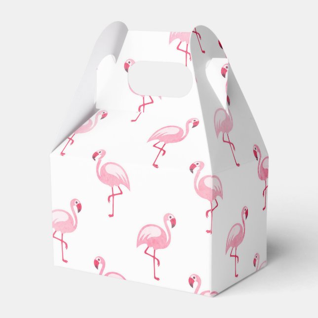 Pink Flamingo Birthday Party Pattern Favor Box (Back Side)