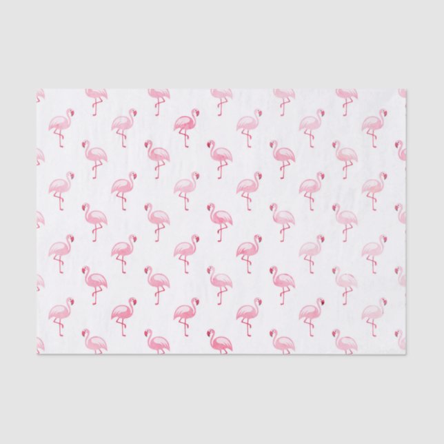 Pink Flamingo Birthday Party Pattern Tissue Paper (Front)