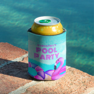 Pink Flamingo Birthday Pool Party Can Cooler
