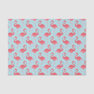 Pink flamingo blue pattern tissue paper