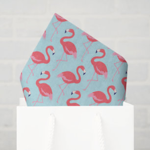 Pink flamingo blue pattern tissue paper