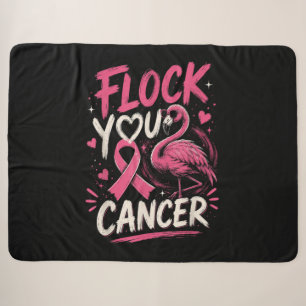 Pink Flamingo Breast Cancer Warrior Support Sherpa Blanket