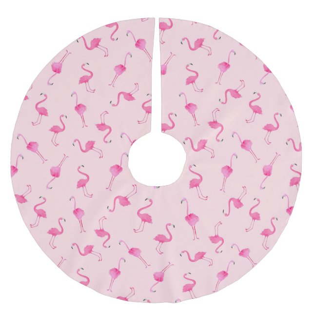 Pink Flamingo Brushed Polyester Tree Skirt (Front)