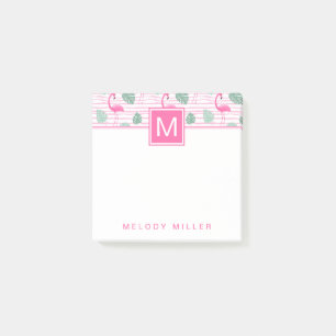 Pink Flamingo Center Square Personalized Post-it Notes