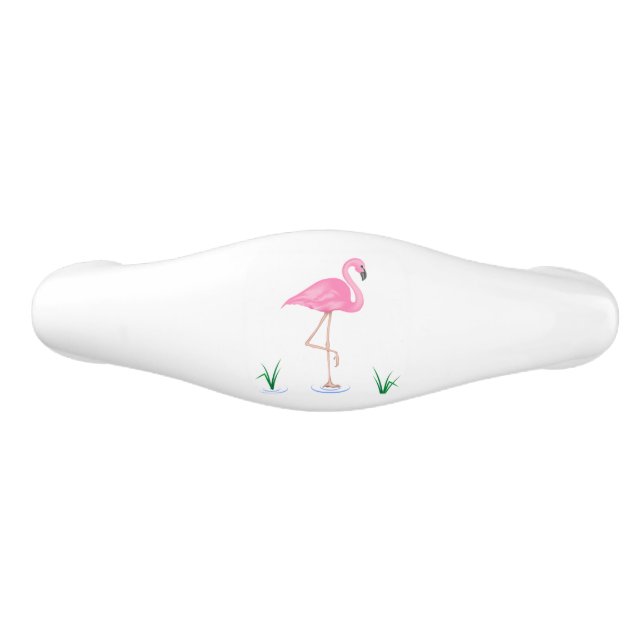 Pink Flamingo Ceramic Drawer Pull (Front)