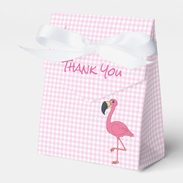 Pink Flamingo & Checks Tent Favour Box (Front Side)