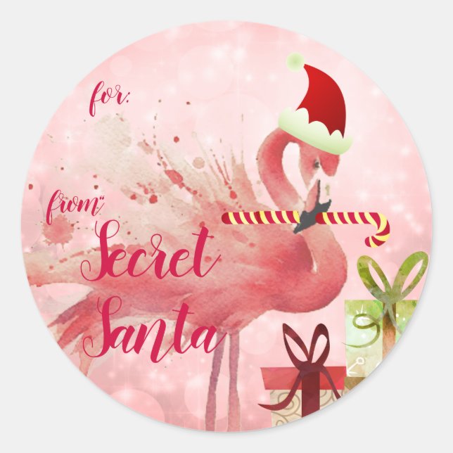 Pink Flamingo Christmas Gift Tags (Front)