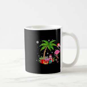 Pink Flamingo Christmas Palm Tree Tropical Xmas Fu Coffee Mug