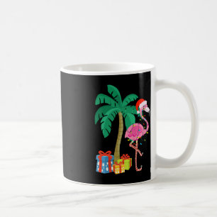 Pink Flamingo Christmas Palm Tree Tropical Xmas Fu Coffee Mug