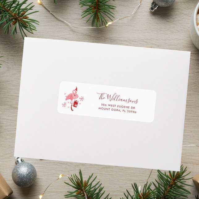 Pink Flamingo Christmas Return Address (Pink Flamingo Christmas Return Address Label)