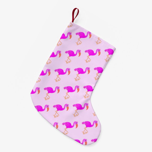 Pink Flamingo Christmas Stocking (Front (Hanging))