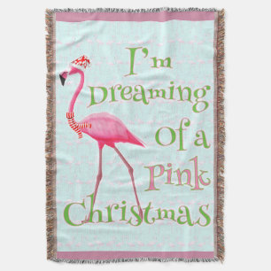 Pink Flamingo Christmas Throw Blanket