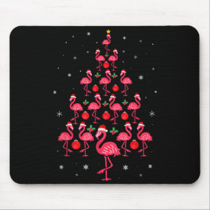 Pink Flamingo Christmas Tree Cute Flamingos Xmas H Mouse Pad