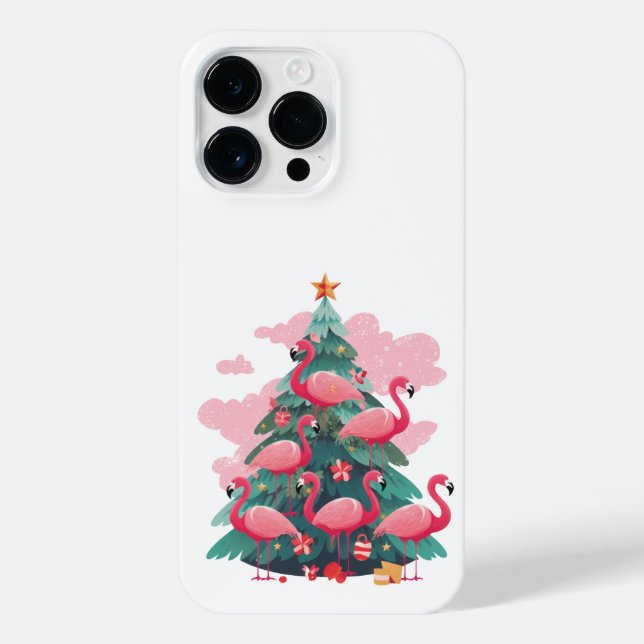 PINK FLAMINGO CHRISTMAS TREE  iPhone CASE (Back)