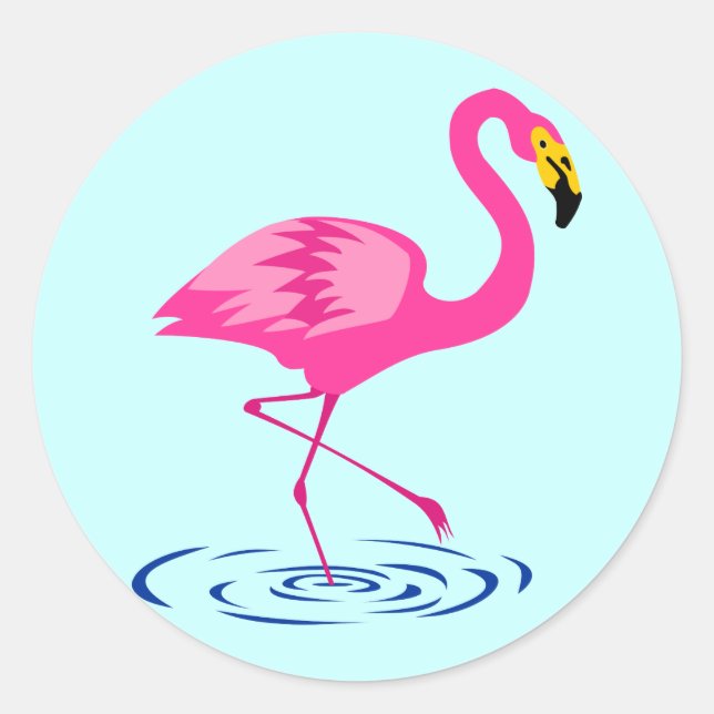Pink Flamingo Classic Round Sticker (Front)