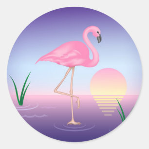Pink Flamingo Classic Round Sticker