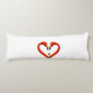Pink Flamingo Couple on White Body Pillow