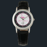Pink Flamingo Custom Classic Watch<br><div class="desc">"Time to Flamingle" with this stylish and elegant pink flamingo watch design. Make it your own,  or is a great personalized gift idea with customizable initials.</div>
